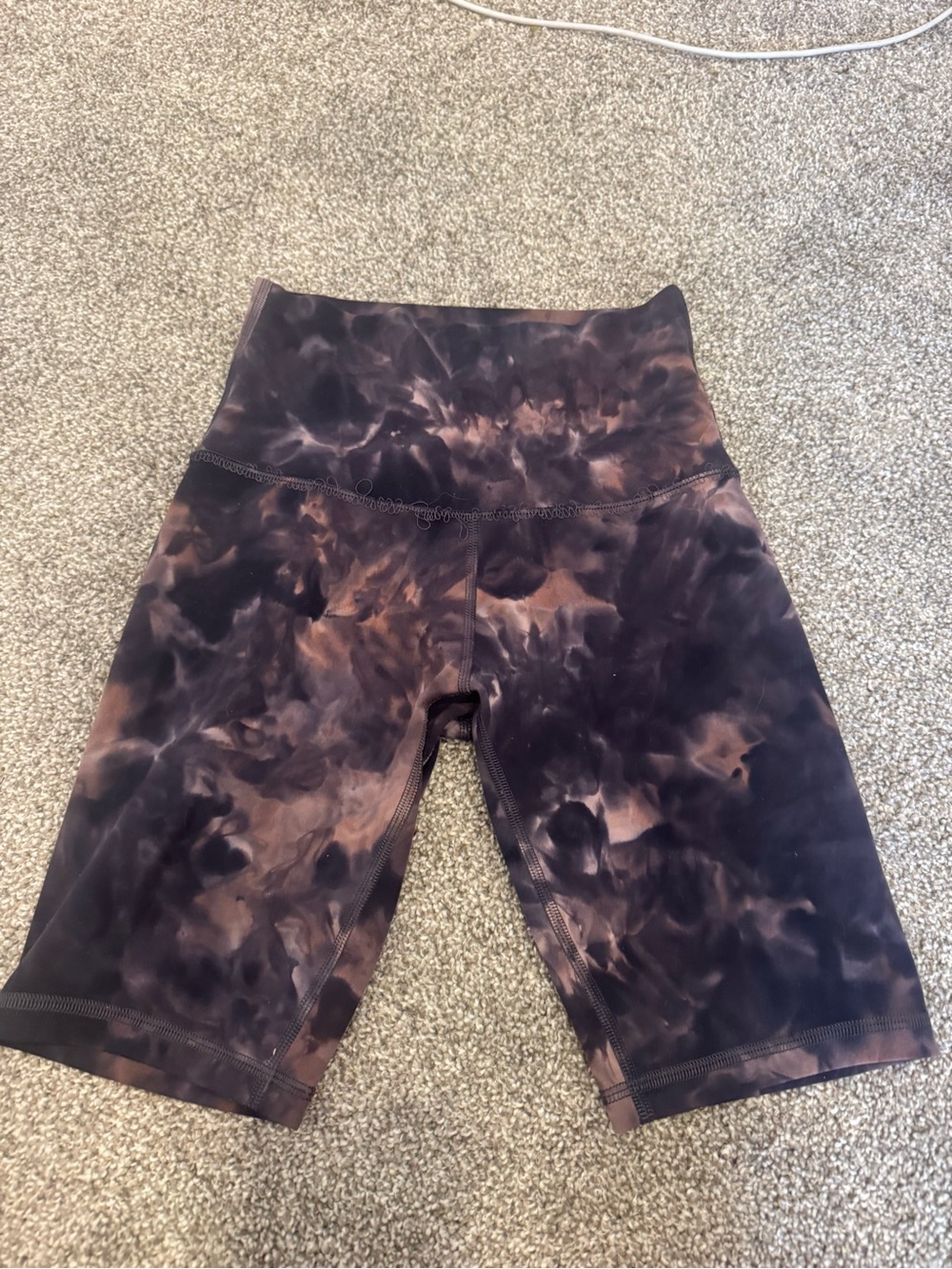 Lululemon Tie-Dye Brown High-Waist Bike Shorts - Size 2